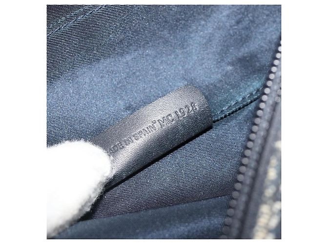 Christian Dior Trotter Canvas Saddle Pouch Navy Gold Auth 184973A Golden Marineblau - Ansicht 12