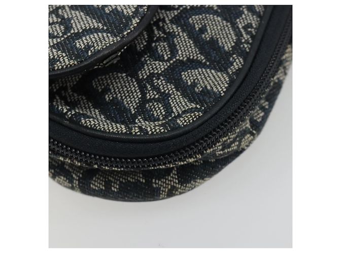 Christian Dior Trotter Canvas Saddle Pouch Navy Gold Auth 184973A Golden Marineblau - Ansicht 14