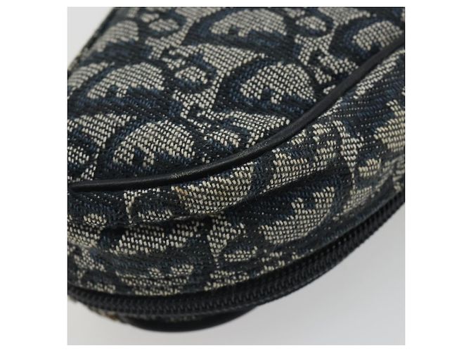 Christian Dior Trotter Canvas Saddle Pouch Navy Gold Auth 184973A Golden Marineblau - Ansicht 16
