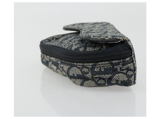 Christian Dior Trotter Canvas Saddle Pouch Navy Gold Auth 184973A Golden Marineblau - Ansicht 3