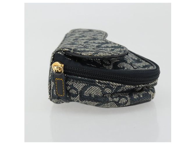 Christian Dior Trotter Canvas Saddle Pouch Navy Gold Auth 184973A Golden Marineblau - Ansicht 4