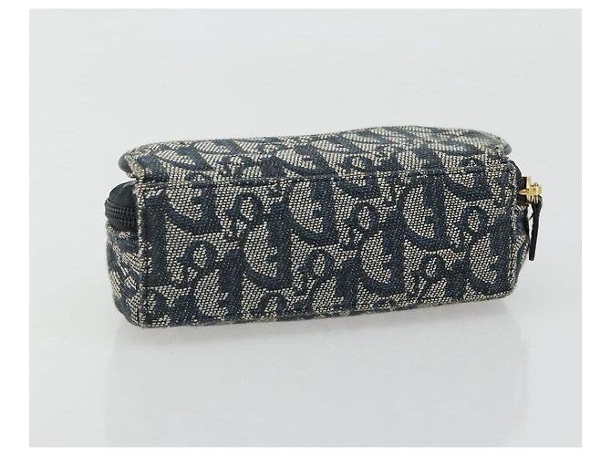 Christian Dior Trotter Canvas Saddle Pouch Navy Gold Auth 184973A Golden Marineblau - Ansicht 5