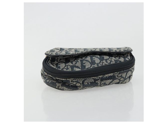 Christian Dior Trotter Canvas Saddle Pouch Navy Gold Auth 184973A Golden Marineblau - Ansicht 6