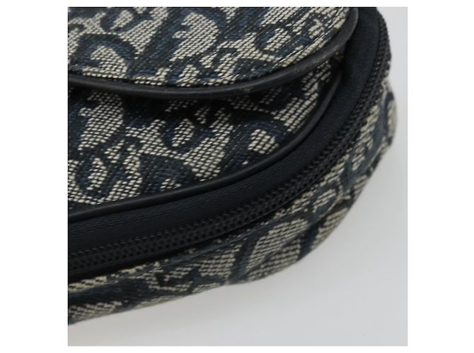 Christian Dior Trotter Canvas Saddle Pouch Navy Gold Auth 184973A Golden Marineblau - Ansicht 7
