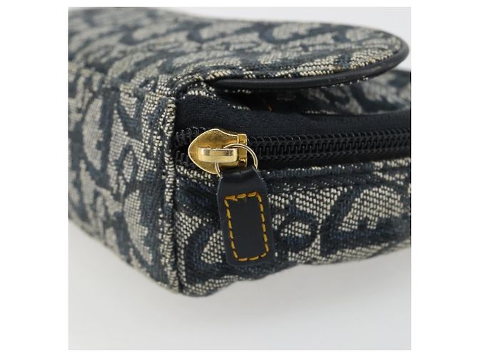 Christian Dior Trotter Canvas Saddle Pouch Navy Gold Auth 184973A Golden Marineblau - Ansicht 8