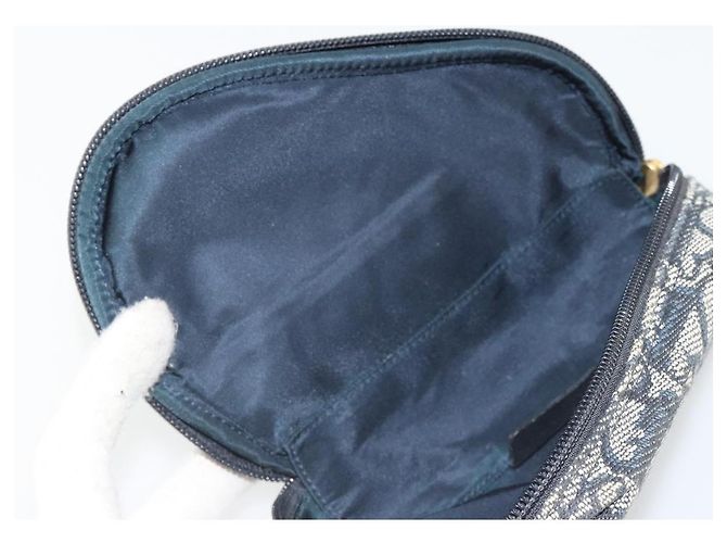 Christian Dior Trotter Canvas Saddle Pouch Navy Gold Auth 184973A Golden Marineblau - Ansicht 9