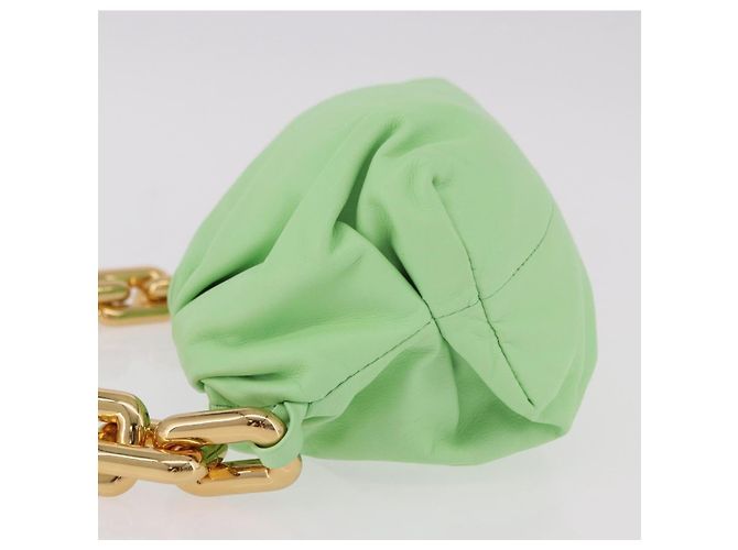 BOTTEGA VENETA Borsa a Spalla The Chain Pouch in Pelle Verde Oro Auth 185412SAM D'oro - vista 4