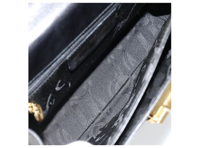 Bolso Salvatore Ferragamo Gancini de Cuero 2way Negro Oro Auth BA13314 Dorado - vista 11