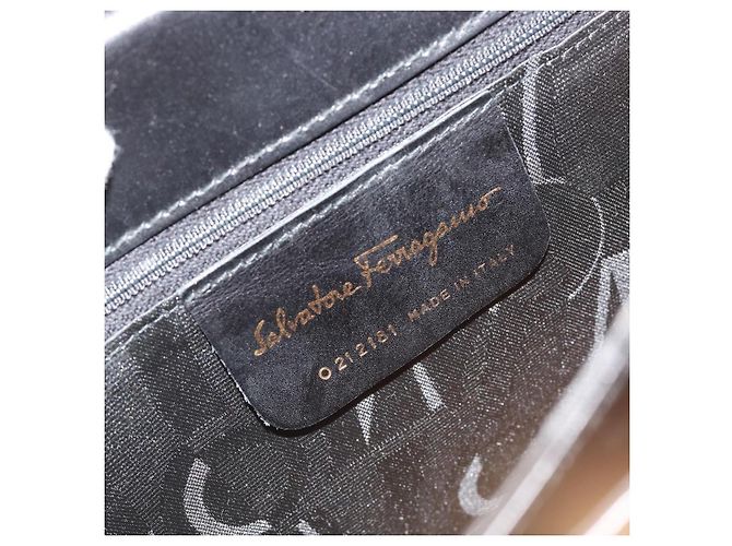 Bolso Salvatore Ferragamo Gancini de Cuero 2way Negro Oro Auth BA13314 Dorado - vista 12