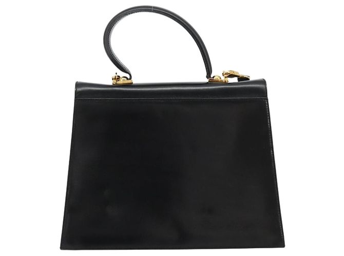 Bolso Salvatore Ferragamo Gancini de Cuero 2way Negro Oro Auth BA13314 Dorado - vista 2