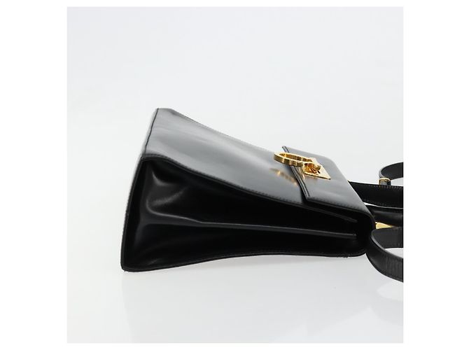 Bolso Salvatore Ferragamo Gancini de Cuero 2way Negro Oro Auth BA13314 Dorado - vista 3