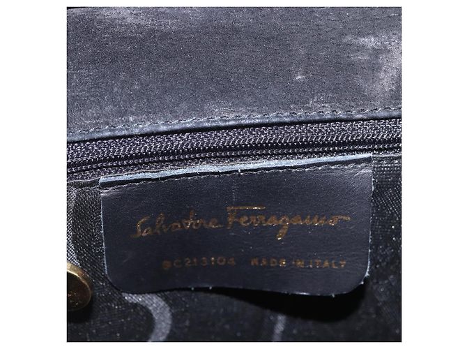 Borsa a tracolla Salvatore Ferragamo Vala in pelle vernice 2way Nero Oro Auth 185471 - vista 11