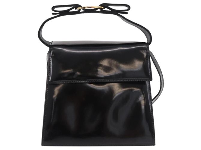 Borsa a tracolla Salvatore Ferragamo Vala in pelle vernice 2way Nero Oro Auth 185471 - vista 13