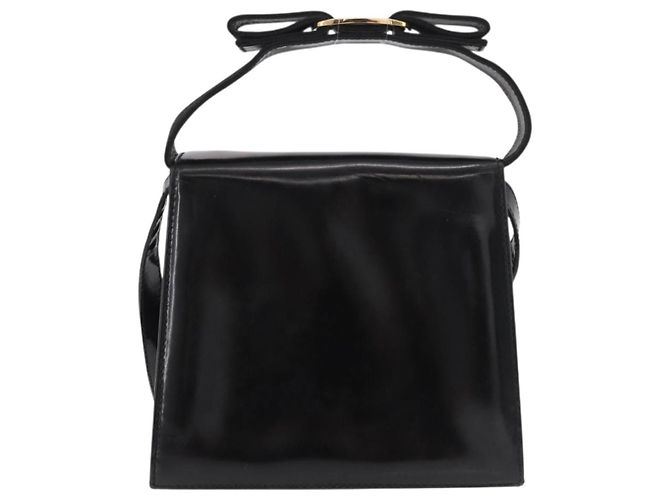 Borsa a tracolla Salvatore Ferragamo Vala in pelle vernice 2way Nero Oro Auth 185471 - vista 2