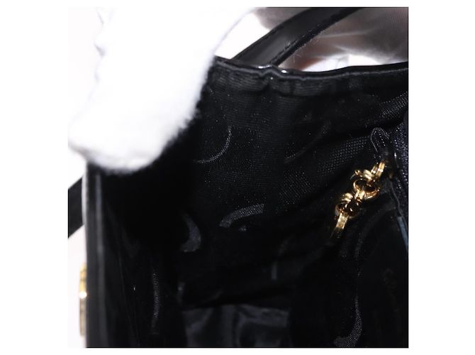 Borsa a tracolla Salvatore Ferragamo Vala in pelle vernice 2way Nero Oro Auth 185471 - vista 22