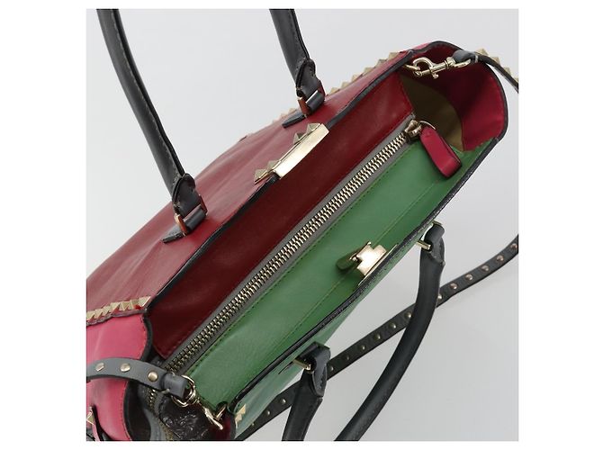 Borsa Tote VALENTINO Studs in pelle 2way Rosso Oro Auth BA13391A D'oro - vista 10