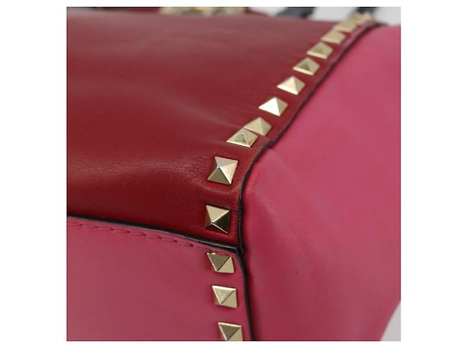 Borsa Tote VALENTINO Studs in pelle 2way Rosso Oro Auth BA13391A D'oro - vista 15
