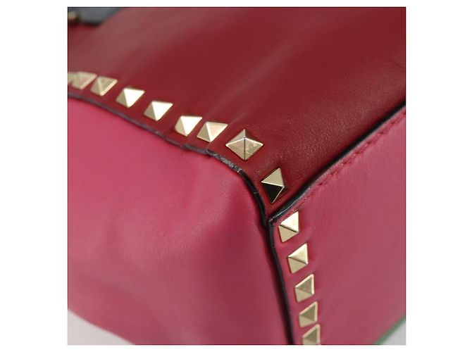 Borsa Tote VALENTINO Studs in pelle 2way Rosso Oro Auth BA13391A D'oro - vista 16