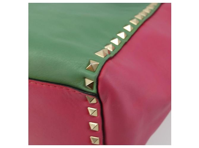 Borsa Tote VALENTINO Studs in pelle 2way Rosso Oro Auth BA13391A D'oro - vista 17