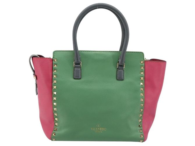 Borsa Tote VALENTINO Studs in pelle 2way Rosso Oro Auth BA13391A D'oro - vista 2