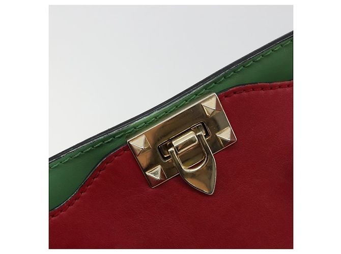 Borsa Tote VALENTINO Studs in pelle 2way Rosso Oro Auth BA13391A D'oro - vista 20