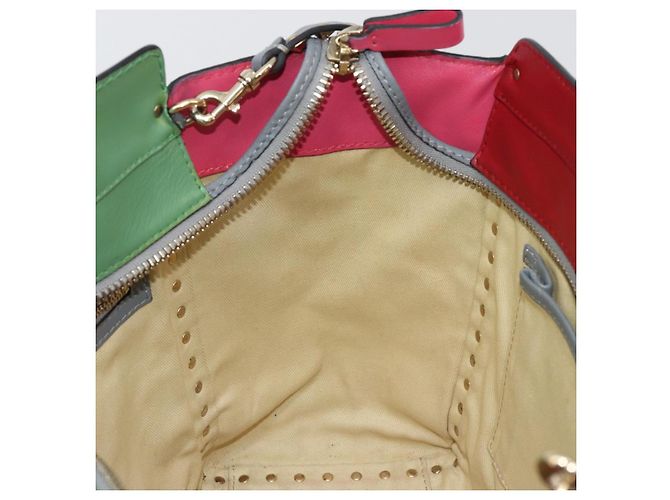 Borsa Tote VALENTINO Studs in pelle 2way Rosso Oro Auth BA13391A D'oro - vista 23