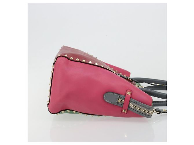 Borsa Tote VALENTINO Studs in pelle 2way Rosso Oro Auth BA13391A D'oro - vista 3