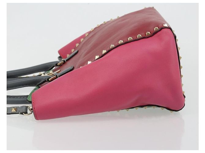 Borsa Tote VALENTINO Studs in pelle 2way Rosso Oro Auth BA13391A D'oro - vista 4