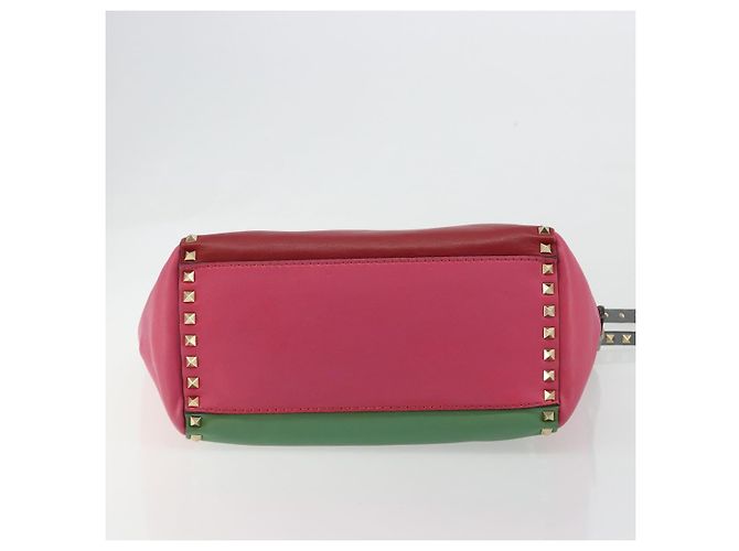 Borsa Tote VALENTINO Studs in pelle 2way Rosso Oro Auth BA13391A D'oro - vista 5