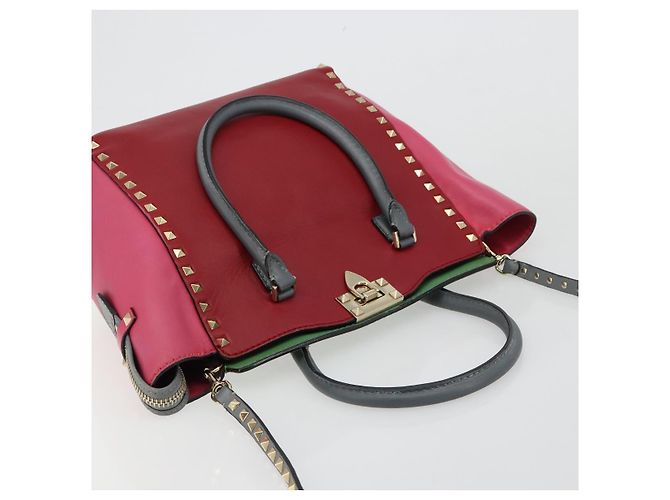 Borsa Tote VALENTINO Studs in pelle 2way Rosso Oro Auth BA13391A D'oro - vista 6