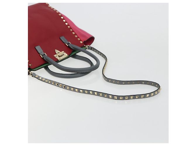 Borsa Tote VALENTINO Studs in pelle 2way Rosso Oro Auth BA13391A D'oro - vista 9