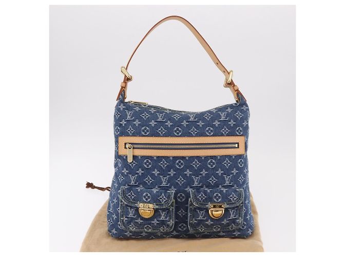 LOUIS VUITTON Monogram Denim Buggy GM Shoulder Bag Blue M95048 LV Auth 184997SAV Azul - vista 12