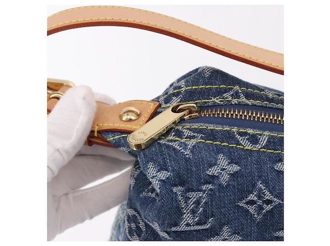 LOUIS VUITTON Monogram Denim Buggy GM Shoulder Bag Blue M95048 LV Auth 184997SAV Azul - vista 9