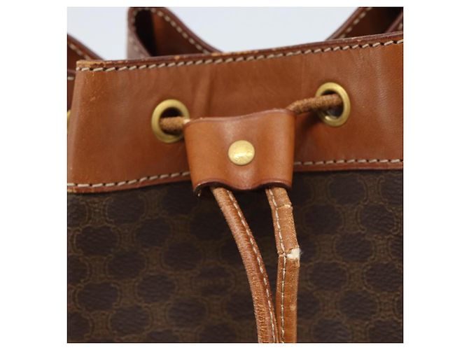 Céline Borsa a Spalla CELINE Macadam Canvas PVC Pelle Marrone Oro Auth 185071 D'oro - vista 10