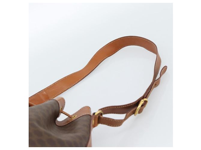 Céline Borsa a Spalla CELINE Macadam Canvas PVC Pelle Marrone Oro Auth 185071 D'oro - vista 14