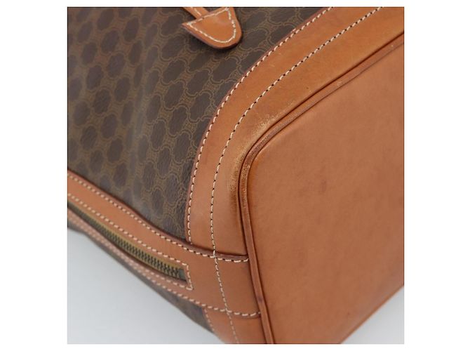 Céline Borsa a Spalla CELINE Macadam Canvas PVC Pelle Marrone Oro Auth 185071 D'oro - vista 15