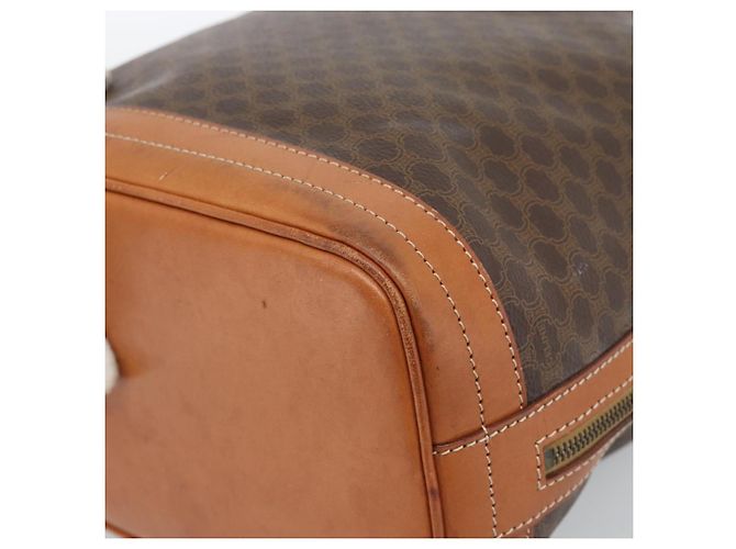 Céline Borsa a Spalla CELINE Macadam Canvas PVC Pelle Marrone Oro Auth 185071 D'oro - vista 16