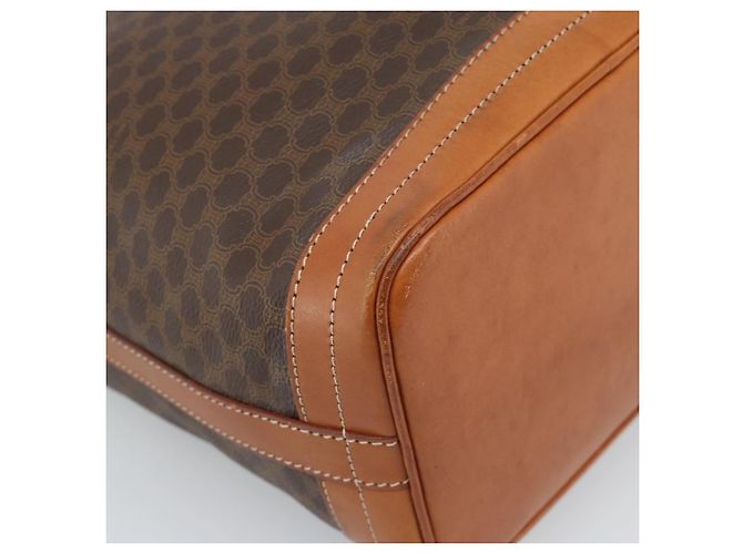 Céline Borsa a Spalla CELINE Macadam Canvas PVC Pelle Marrone Oro Auth 185071 D'oro - vista 17