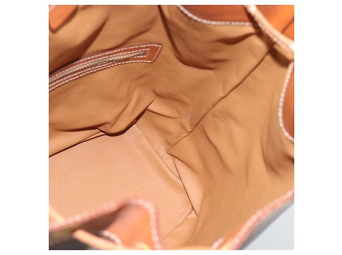 Céline Borsa a Spalla CELINE Macadam Canvas PVC Pelle Marrone Oro Auth 185071 D'oro - vista 18