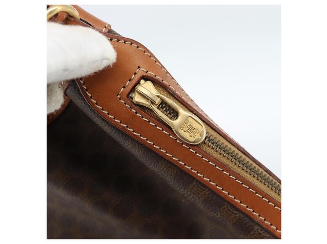 Céline Borsa a Spalla CELINE Macadam Canvas PVC Pelle Marrone Oro Auth 185071 D'oro - vista 21