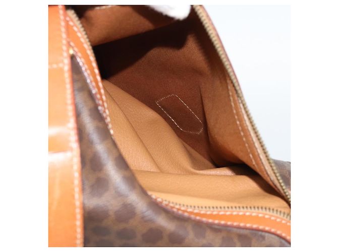 Céline Borsa a Spalla CELINE Macadam Canvas PVC Pelle Marrone Oro Auth 185071 D'oro - vista 22