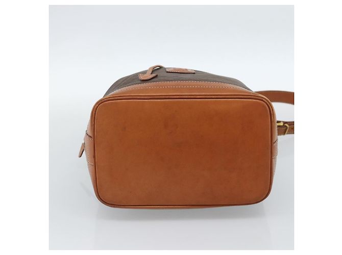 Céline Borsa a Spalla CELINE Macadam Canvas PVC Pelle Marrone Oro Auth 185071 D'oro - vista 5