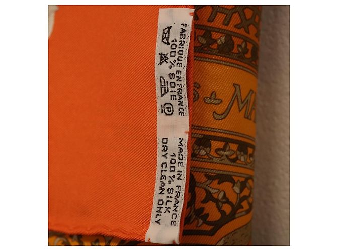 Hermès Foulard HERMES Carre 90 ""MAHARAJAS"" Seta Arancione Autentico am11861M - vista 11