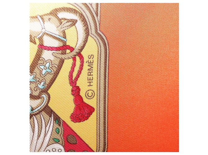 Hermès Foulard HERMES Carre 90 ""MAHARAJAS"" Seta Arancione Autentico am11861M - vista 13