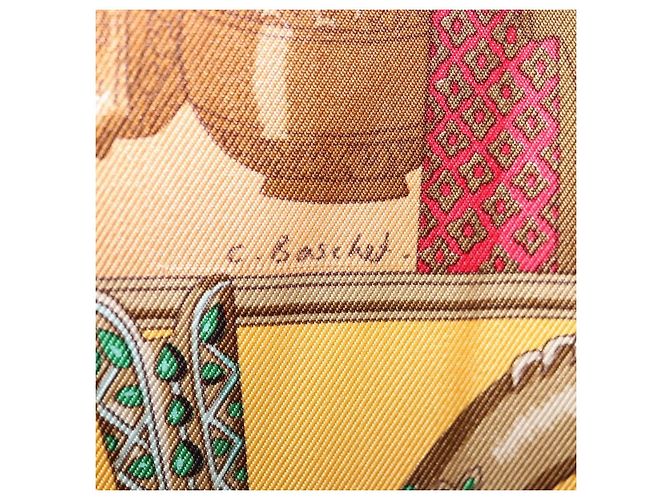 Hermès Foulard HERMES Carre 90 ""MAHARAJAS"" Seta Arancione Autentico am11861M - vista 14