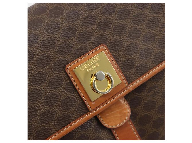Céline Borsa a Spalla CELINE Macadam Canvas PVC Pelle Marrone Oro Auth 184552A D'oro - vista 18