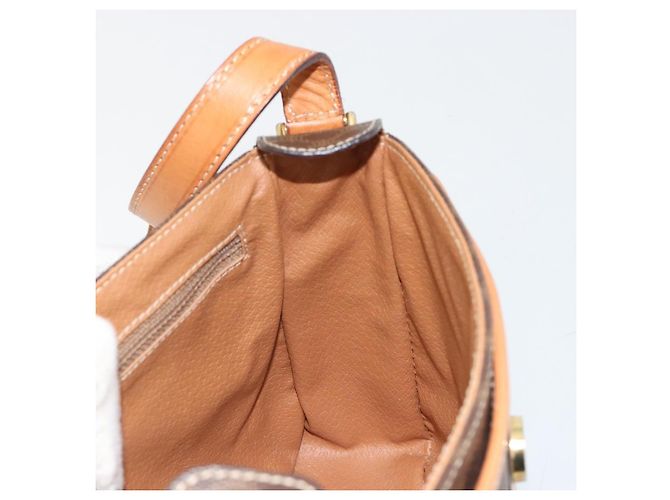 Céline Borsa a Spalla CELINE Macadam Canvas PVC Pelle Marrone Oro Auth 184552A D'oro - vista 19