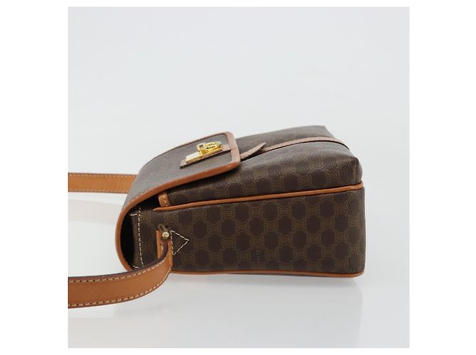 Céline Borsa a Spalla CELINE Macadam Canvas PVC Pelle Marrone Oro Auth 184552A D'oro - vista 4