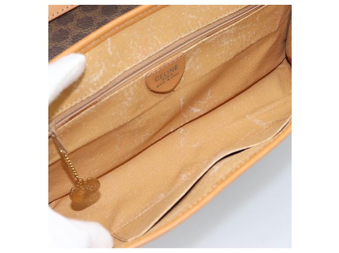 Céline Borsa a Spalla CELINE in Tela Macadam PVC Pelle Marrone Oro Auth bs35555 D'oro - vista 11