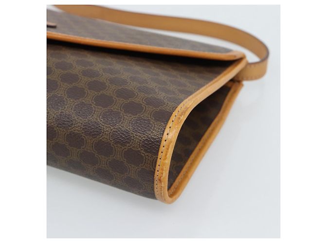 Céline Borsa a Spalla CELINE in Tela Macadam PVC Pelle Marrone Oro Auth bs35555 D'oro - vista 14